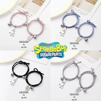 SpongeBob Patrick Couple Bracelet Magnetic Attraction Shape Adjustable Bracelet Friendship Hand Rope with Bells Lover Gifts