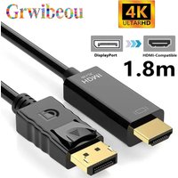 NEW 4K*2K DisplayPort To HDMI-Compatible Adapter DP To HDMI Converter 1.8m Cable for Desktop Laptop PC TV Monitor Projector