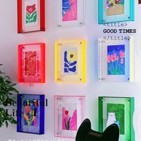 Floating Picture Frame Acrylic Frames for Wall Mounted Tabletop Standing Decor Photo Frames Neon Hanging Frame,Display Photo