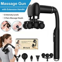 Massagepistole für Tiefengewebe mit verlängertem, abnehmbarem Griff, revolutionäre, gebogene Form, 5-Kopf-Rückenmassagegerät, Körpermassagegerät für Nacken, Schultern und Beine