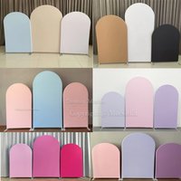 Double-sided Arch Cover Backdrop Spandex Arched Background for Birthday Wedding Party Black White Solid Color Customizable Booth