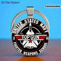Top Gun Navy Zinc Alloy Keychain – Fighter Jet & Star Pattern, Exquisite Design for Car Keys, Patriotic Gift for Birthday Father