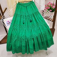 Jupe longue en dentelle évidée au crochet pour femme, ceinture trapèze, taille haute, midi, monochromatique, tout assressenti, élégant, femme, nouveau, 2023