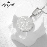 Likgreat Vintage St. Michael Archangel Round Pendant Necklace Stainless Steel Religious Guardian Angel Charm Necklace Jewelry