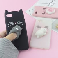 3D Cartoon Squishy Cat Ear Beard Soft Silicone Case For iPhone x 11 12 13 14 15 16 Pro Max Plus Rubber Cover Press Cute Cat Case