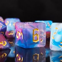 Nebula Swirl Polyhedral Dice Set – Gold-Inked TTRPG Dice Ethereal Swirl Dice: 7-Piece Set for Pathfinder & RPGs Polyhedral Dice
