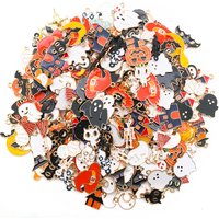 10/20/30/40pcs Enamel Halloween Decoration Charms Alloy Ghost, Pumpkin, Spider, Bat Pendants for DIY Jewelry Making Accessories