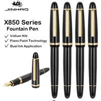 Jinhao X850 Fountain Pen Elegant Black Barrel Gold Clip Fine Medium Iraurita Nib for Writing Signature Office School Supplies