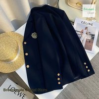 Korean navy blue design sense college wind suit jacket women's spring and autumn new fashion temperament popular top.