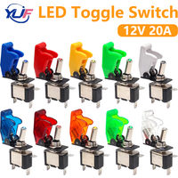 12V 20A SPST Toggle Rocker Switch LED Switch with Protective Cover Car Auto Cover LED Toggle Switch Control on/Off