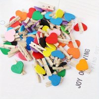 50Pcs/Lot 3cm Mini Photo Clip Color Love Wood Creative Home Decoration Clip Halloween Decoration