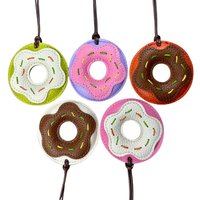 Donut Leather Bag Charm - Handcrafted Keychain with Wax Rope, 5 Colors-PU Leather-Ideal Gift For Bag Accessory/Women/Kids