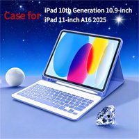 Case For iPad 10th Generation 2022 10.9 Inch for iPad 11inch A16 2025 Case with Keyboard,Detachable Wireless Bluetooth Keyboard
