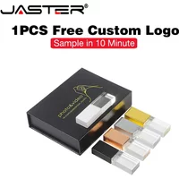 JASTER Crystal USB 3.0 Flash Drives 128GB Free Custom Logo Memory Stick 64GB 3D Laser Engraving Pen Drive 32GB Mini Wedding Gift