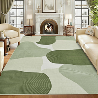 Modern Abstract Area Rug Non-Slip Sage Green Wavy Line Pebble Floor Mat Washable, Artistic Decorative Rug for Living Room