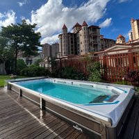 Factory Price PVC Outdoor Acrylic Swimming Endless Pool Whirlpool Spa with 4 Massage Hot Tub Seats for Children