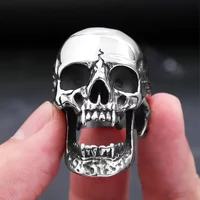 Punk Gothic Vampire Skull Rings For Men Stainless Steel Skull Biker Ring Fashion Hiphop Motorcycle Rock Biker Jewelry Wholesale