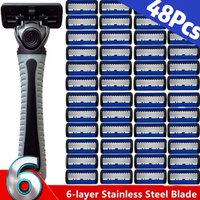 48/27/18/3PCS Manual Shaver Razor For Men Six Layer Blade With Blade Head Old Style Blades Hair Shaver Unisex Beard Hair Knife