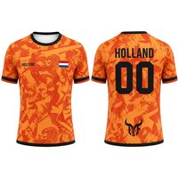 Netherlands Flag Print Soccer Jersey Family Style Casual for Adults Kids Outdoor Casual Breathable Short Sleeve Top for Sports