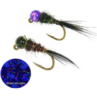 4pcs #16 Mottled Bead Head Jig Nymph Fly Barbed Fly Tying Hook Fast Sinking Wet Euro Nymph Trout Grayling Perch Fishing Lures