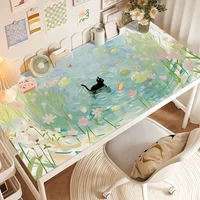 Fresh Cute Kawaii Cat Creative Waterproof Leather Mouse Pad | Large Student Writing Desk Mat for Summer Office Computer Durable