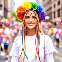 2pcs Rainbow Rose Flower Tassel Headband Costume Set Includes Personalized Party Headpiece Vibrant Multicolored Face Stickers