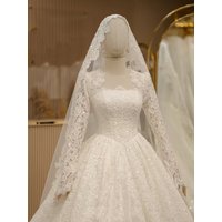 Long Sleeves Vo-Neck Lace Luxury Wedding Dresses for Woman Bride Customized Pearl Corset Bridal Gown Ball Gown Vestidos De Novia