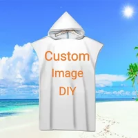 Customized Photo Logo Cape Hooded Bath Towel Robe Poncho Swimming Beach Towel Surf Man Lady Fast Quick Dry Bathrobe Beachwear