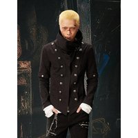 MWJLPWQ Men's New Style Multi-Wear Detachable Sleeve Double-Breasted Jacket High Street Slim Fit Stand Collar Casual Tops 13865