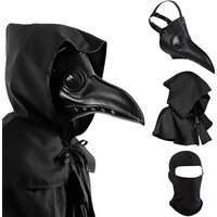Man Halloween Plague Doctor Mask and Shawl Long Nose Beak Leather Masks For Adult Reaper Cloak Black Hat Cosplay Costume Props