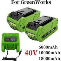 GreenWorks 40V G-MAX 29252 20202 22262 27062 21242 Replacement of Electric Tools 40V 18000mAh 6000mAh Lithium ion Battery 29472