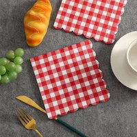 20 colorful printed napkins with a red and white checkered pattern, perfect for use in restaurants, kitchens, weddings, and birt