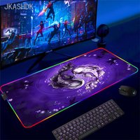 Large RGB Mouse Pad Koi Fish Gaming Mousepad LED Mouse Mat Gamer Mousepads Yin Yang Desk Pads RGB Keyboard Mause Mats XXL 100x50