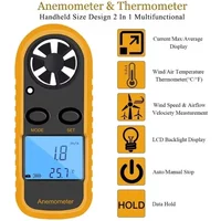 Handheld Wind Speed Anemometer Digital Meter with Temperature LCD Backlight for Outdoor Sailing Drone HVAC Testing