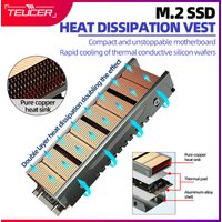TEUCER M.2 2280 NVME SSD Ultra-thin Copper Heat Sink Cooling Aluminum Alloy PC Efficient Dissipation Radiator 8w/Mk Thermal pad