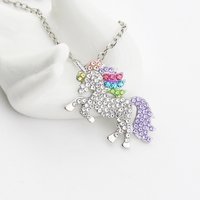 Luxury Crystal Unicorn Jewelry Set Cute Gold Color Rainbow Horse Charm Necklace Bracelet Accessories For Girls