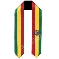 Ethiopia Rastafari Lion Flag Scarf Top Print Graduation Sash Stole International Study Abroad Adult Unisex Party Accessory