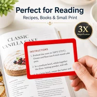 3X Magnifying Glass Portable Reading Magnifier, Slim Clear Pocket Magnifier for Small Print, Books, Labels, Receipts