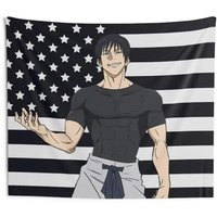 Japanese Anime Tapestry, Sato Gojo Toji American Flag Wall Hanging Bedroom Living Room Dormitory Decoration