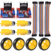 4PCS DC3-6V Electric Motor + Plastic TT Motor Tire Wheel Magnetic Gearbox Engine Dual Shaft Gear Motor for Arduino Smart Car Kit