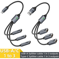 USB splitter cable 1-in-3output USB-A/Type-C expansion hub multi-USB port expansion converter for laptop computer keyboard/Mouse