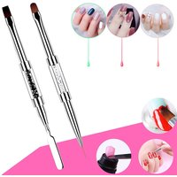 1PCS Dual-Ended Hard Thin Manicure French Builder Gel Brush Nail Art Brush Nail Gradient Brush for Nails Tool XJS08