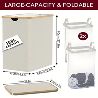 1pc 150L Extra- Large Foldable Double Bag Hamper with Lid - Spacious 2 Compartments Laundry Basket with Handle, Ideal for Dirty