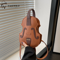 Creative Violin Female Crossbody Bag Violin Shape PU Leather Small Backpacks for Women Sewing Thread Ladies Fashion Shoulder Bag