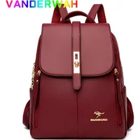 Genuine Brand Women Leather Backpack High Quality Female Back Pack for Girls School Bags Travel Bagpack Ladies Bookbag Rucksack