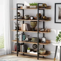 LITTLE TREE 180cm Tall Bookshelf, 6 Tier Industrial Large Bookcase,Wood Bookshelves Storage Shelving Unit for Living Room