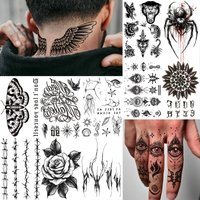 1 Sheet Halloween Spider Eyes Moth Shell Temporary Tattoos Adult Neck Finger, Fake Tattoo Stickers Long Lasting Realistic Tatoos