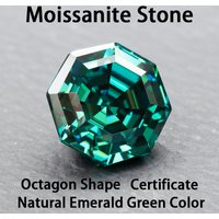 Moissanite Stones Octagon Shape Natural Emerald Green Color DIY Advanced Charms Jewelry Rings Earrings Making with Certificate