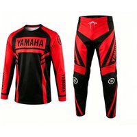 Summer Yamaha Fashion Trend in Black and Red Long Sleeved Pants Set for Men Women Sun Protection Motorcycle Riding Sportswear