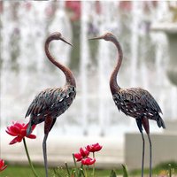 Garden crane statue outdoors, standing heron garden statue, metal tall bird art garden sculpture for patio lawn patio ornaments
